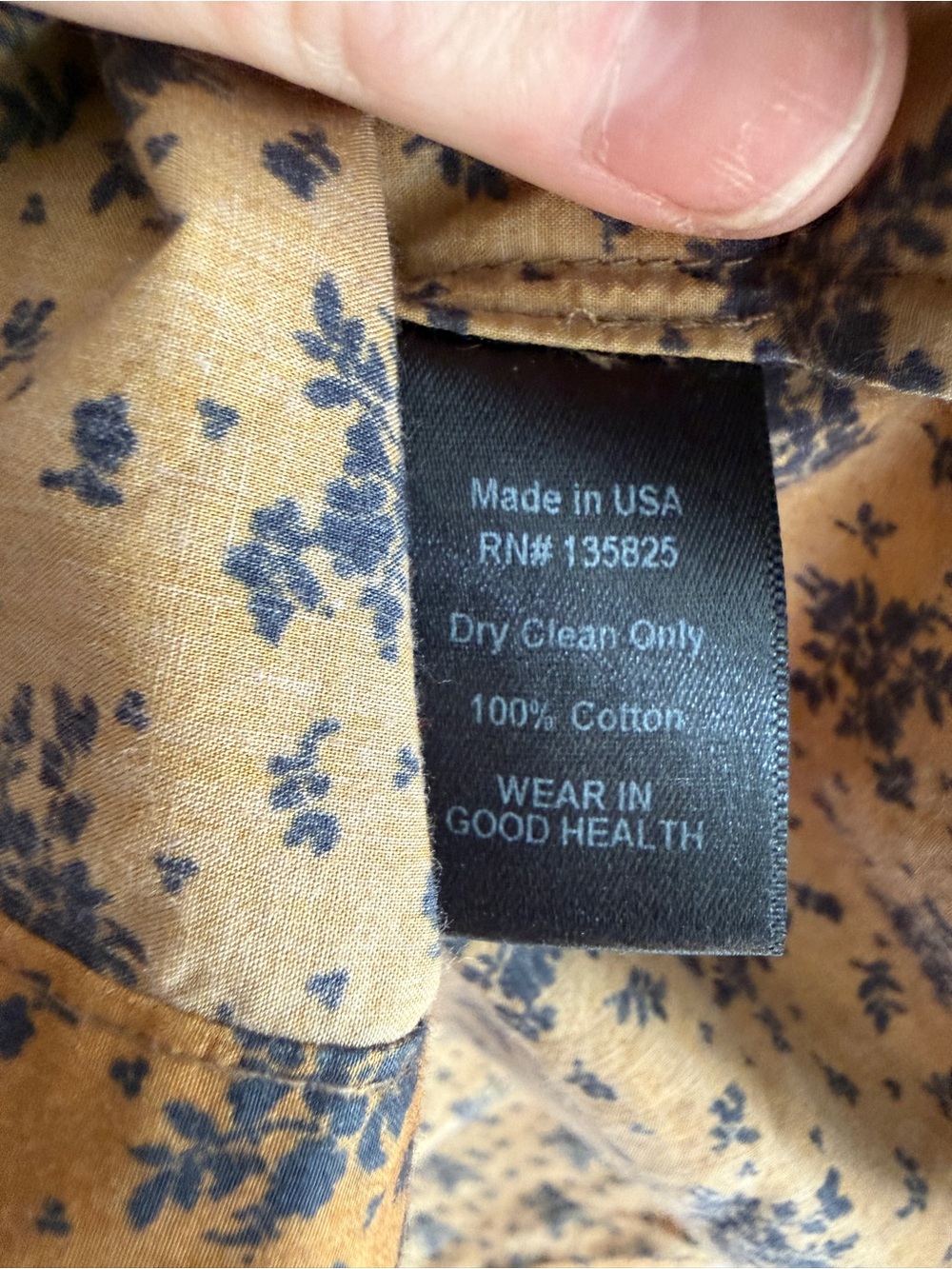 No. 6 Store Spencer Cotton Poplin Shirt Brown Navy Floral Cottagecore USA Made S - Picture 9 of 11